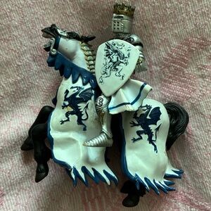 Papo Master Bull Knight White Medieval With Horse Figure Mace Flail 2007 Gift